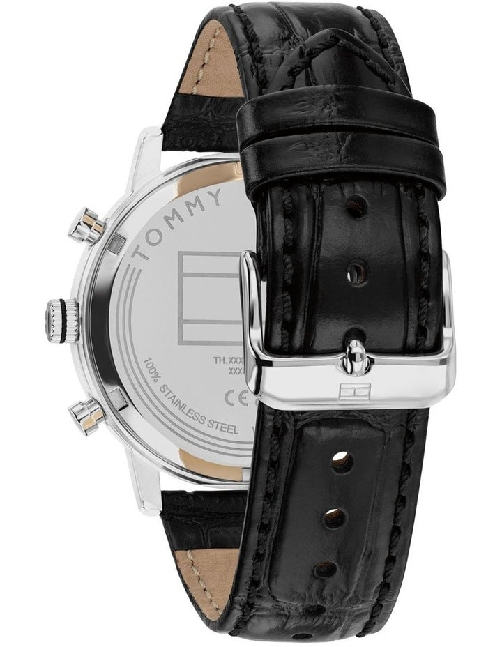 Kane Black Leather Dark Grey Dial Men's Watch