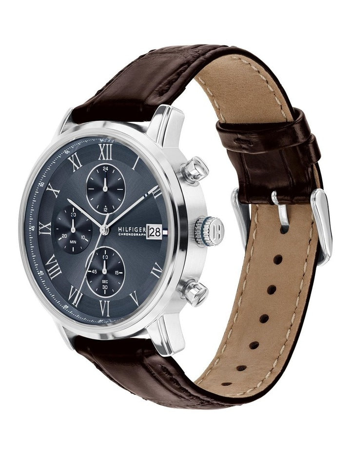 Kane Dark Brown Leather Blue Dial Men's Watch