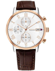 Kane Brown Leather Silver White Dial Men's Watch