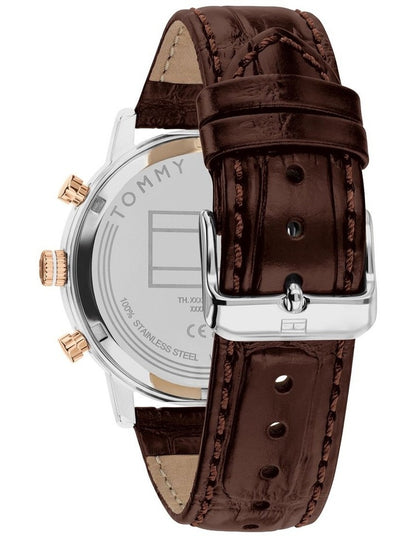 Kane Brown Leather Silver White Dial Men's Watch