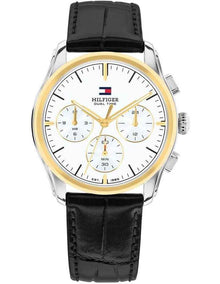 The Empire Black Leather White Dial Men's Watch