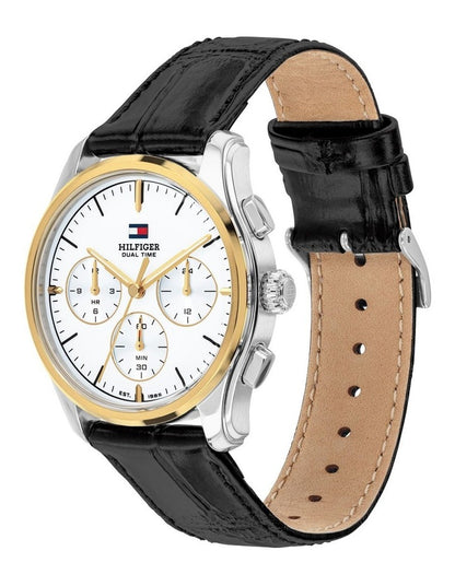 The Empire Black Leather White Dial Men's Watch