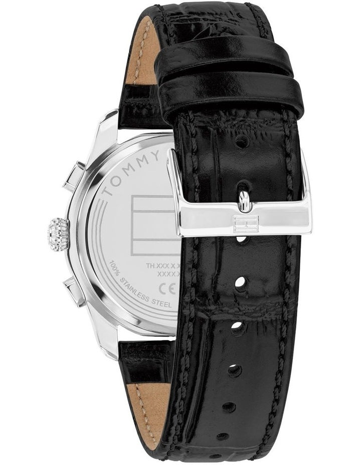 The Empire Black Leather White Dial Men's Watch