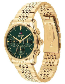 Gold Steel Emerald Green Dial Multi-function Men's Watch