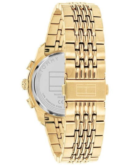 Gold Steel Emerald Green Dial Multi-function Men's Watch