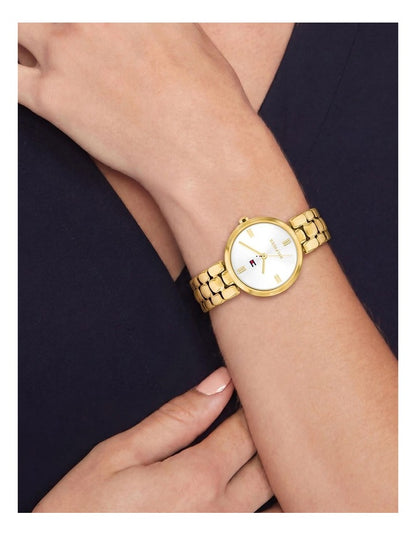 Annie IP Thin Gold Steel White Dial Women's Watch