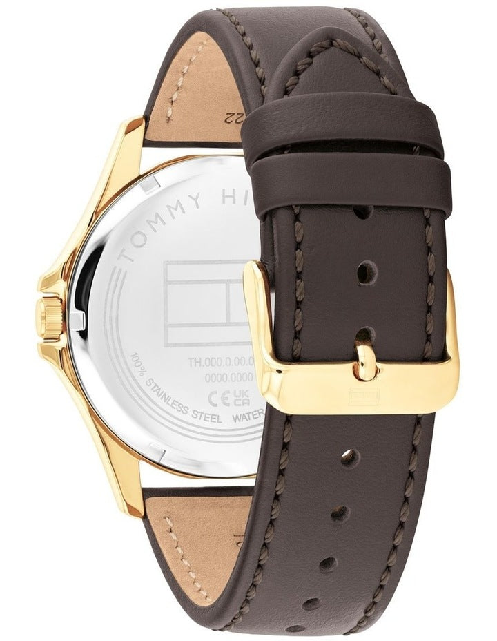 Bruce Dark Brown Leather Silver White Dial Men's Watch