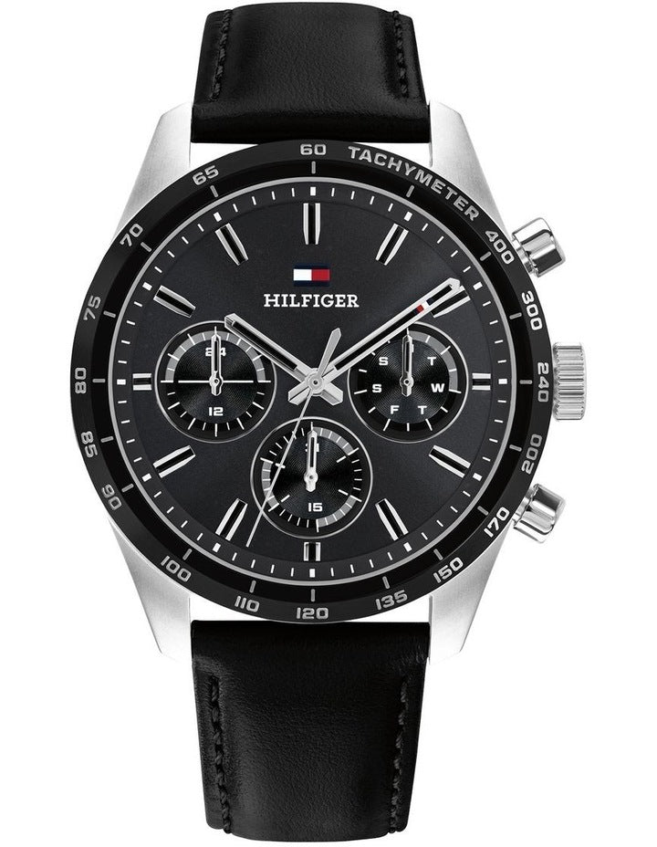 Hampton Black Leather Black Dial Men's Watch