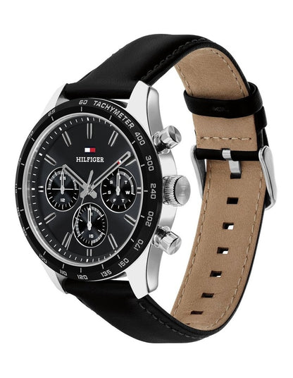 Hampton Black Leather Black Dial Men's Watch