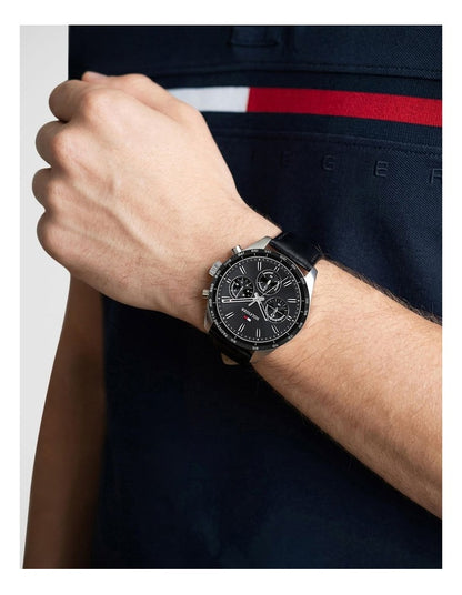 Hampton Black Leather Black Dial Men's Watch