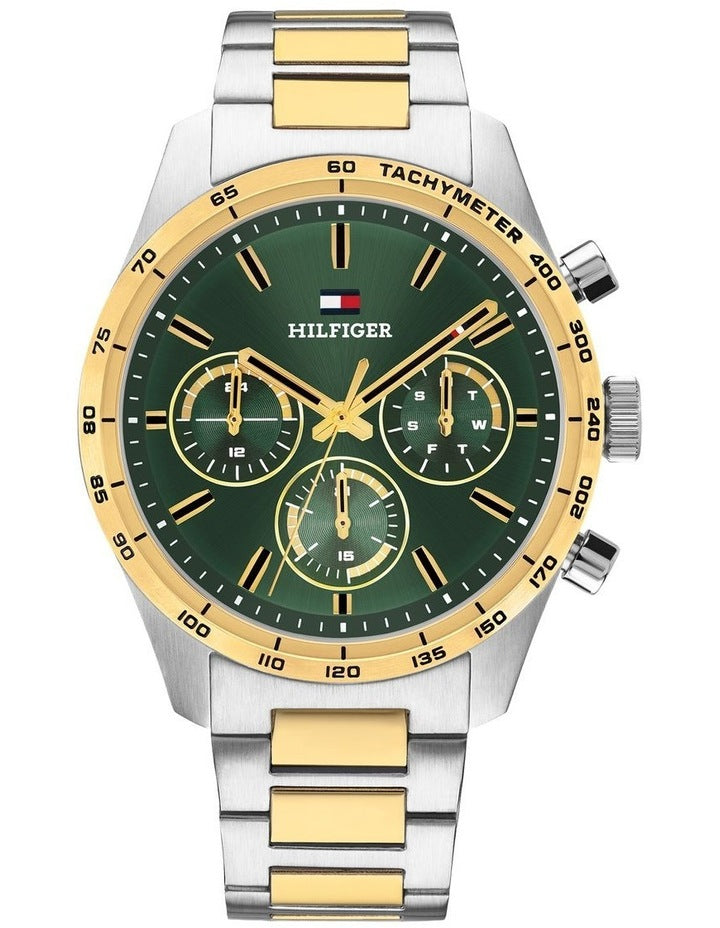 Hampton Stainless Steel & IP Thin Gold Steel Green Dial Men's Watch