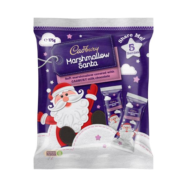 CADBURY MARSHMALLOW CHOCOLATE CHRISTMAS SANTA 5 PIECE PACK 175G