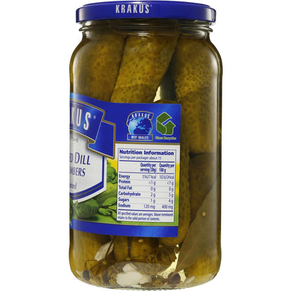 Krakus European Foods Pickled Dill Cucumbers 850g