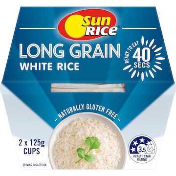 Sunrice Microwave White Long Grain Rice Cup 125g x 2 pack