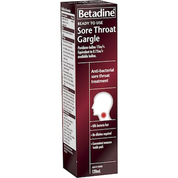 Betadine Sore Throat Gargle Ready To Use 120mL