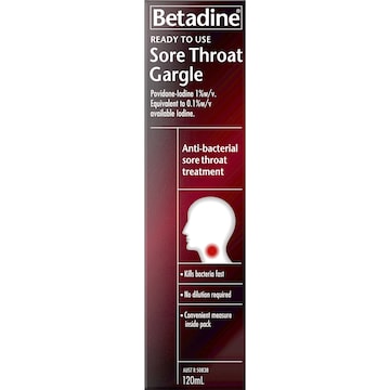 Betadine Sore Throat Gargle Ready To Use 120mL