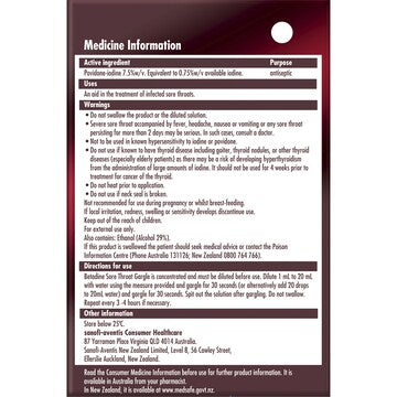 Betadine Sore Throat Gargle Concentrated 15mL