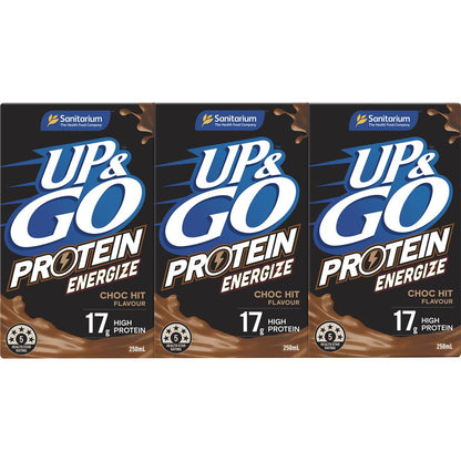 Up&Go Protein Energize Liquid Breakfast Choc 250mL x 3 pack