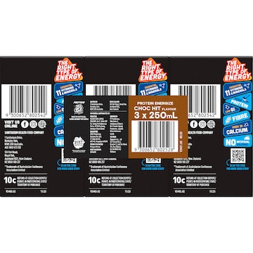 Up&Go Protein Energize Liquid Breakfast Choc 250mL x 3 pack