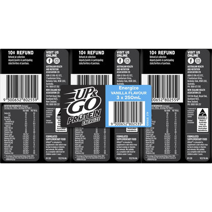 Up&Go Protein Energize Liquid Breakfast Vanilla 250mL x 3 pack