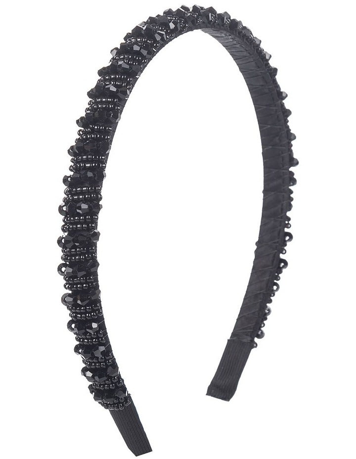 GREGORY LADNER GHAF030M Beaded Headband in Black