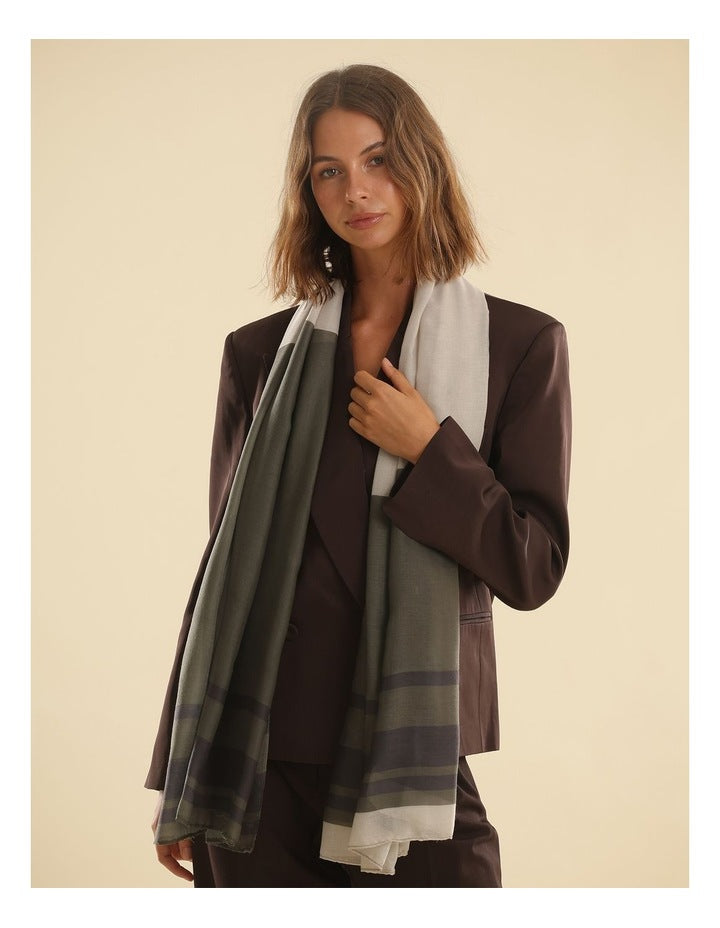 Morgan & Taylor Eleanor Light-Weight Scarf in Khaki Green