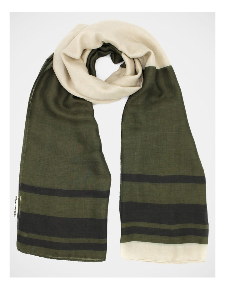Morgan & Taylor Eleanor Light-Weight Scarf in Khaki Green
