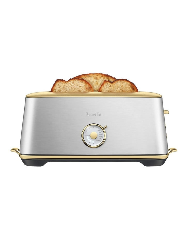 The Toast Select Luxe 4 Slice Long Slot in Brushed Stainless Steel Brass BTA740BSB2IAN1