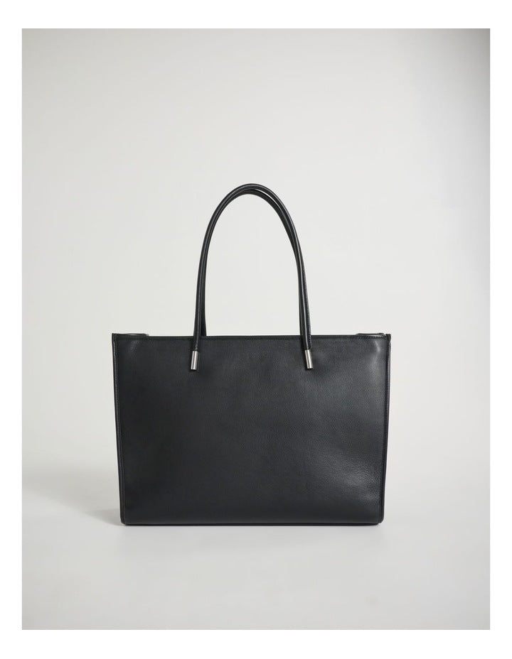 Sally Leather Tote Bag in Black