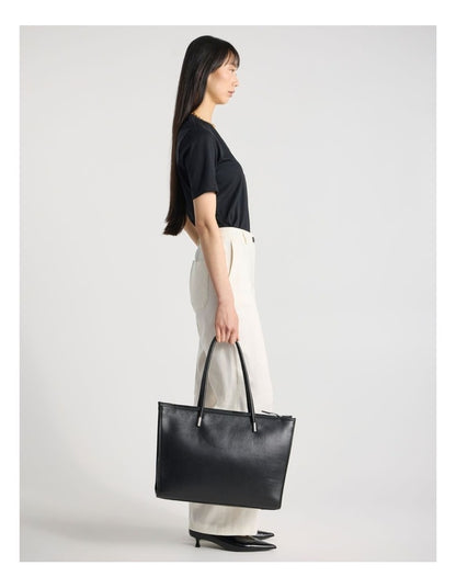 Sally Leather Tote Bag in Black