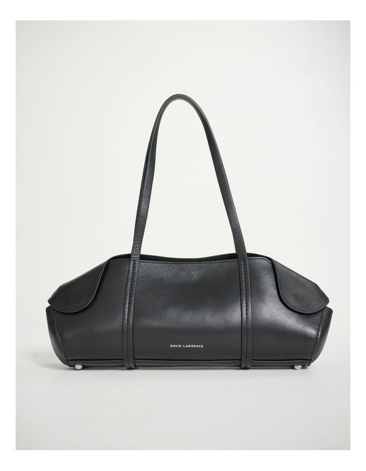Serena Leather Shoulder Bag in Black