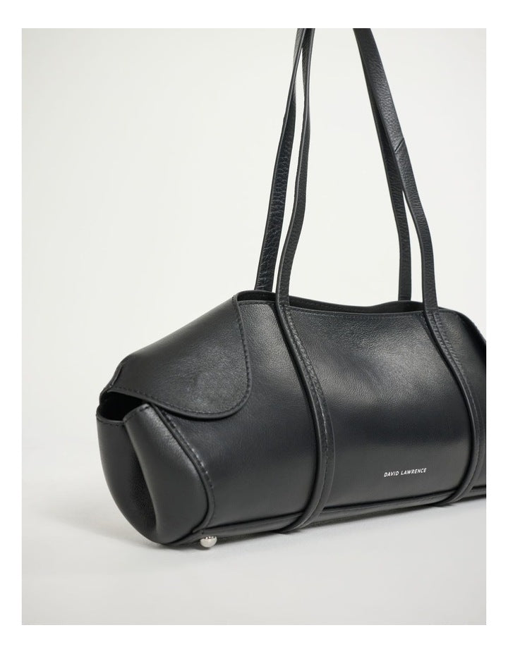 Serena Leather Shoulder Bag in Black