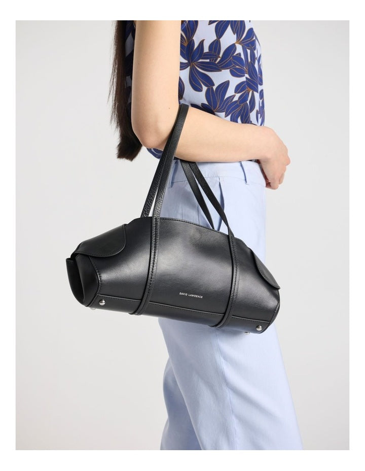 Serena Leather Shoulder Bag in Black