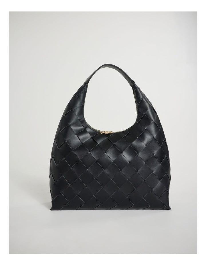 Ella Woven Tote Bag in Black