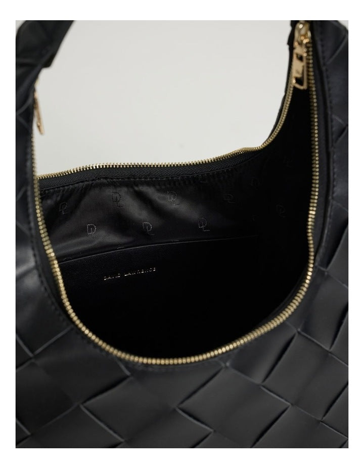 Ella Woven Tote Bag in Black
