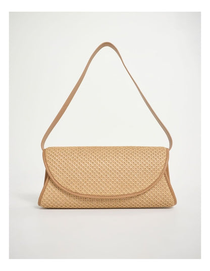 Zoya Raffia Shoulder Bag in Oak Multi