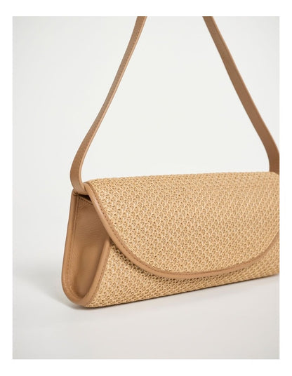 Zoya Raffia Shoulder Bag in Oak Multi