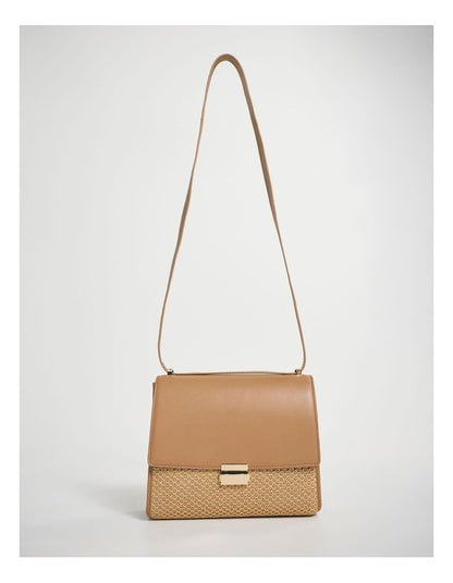 Saorise Raffia Crossbody Bag in Oak Multi