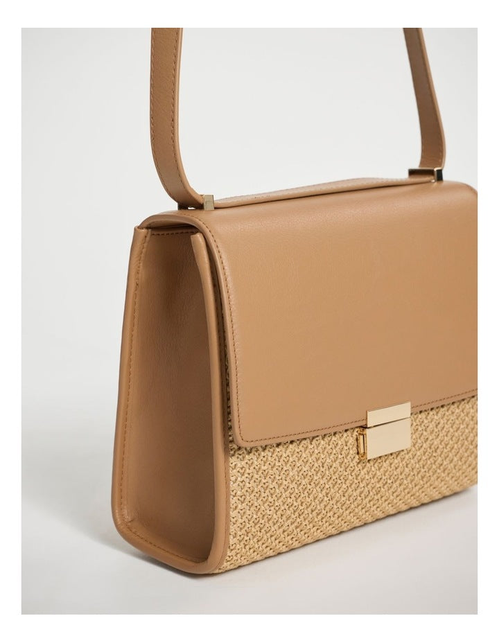 Saorise Raffia Crossbody Bag in Oak Multi