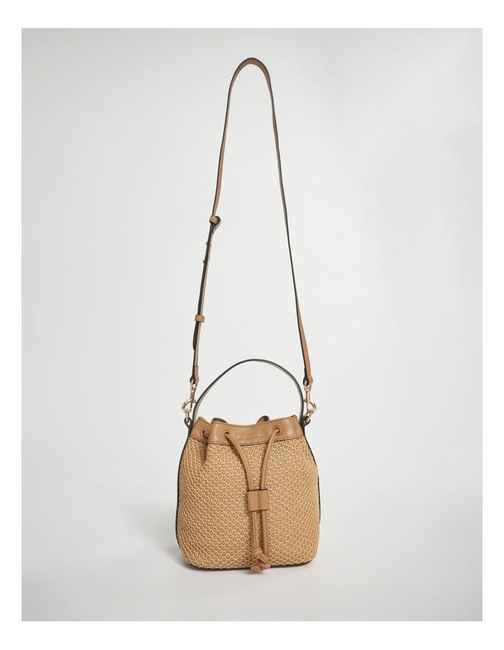 Adalee Raffia Bucket Bag in Oak Multi