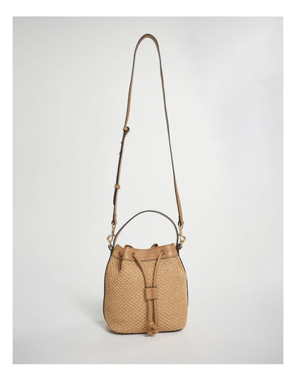 Adalee Raffia Bucket Bag in Oak Multi