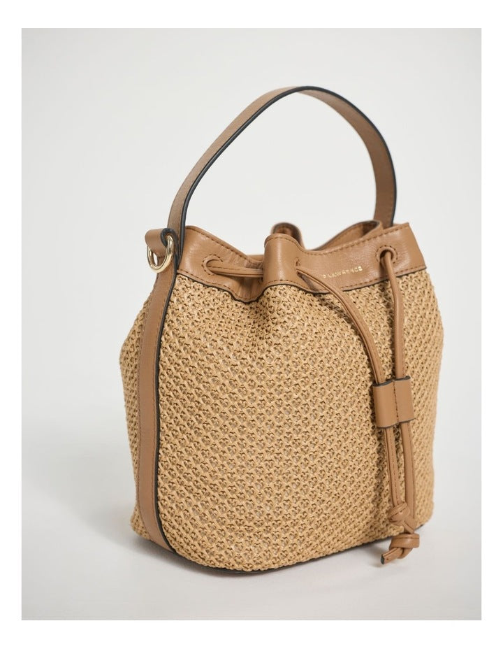 Adalee Raffia Bucket Bag in Oak Multi