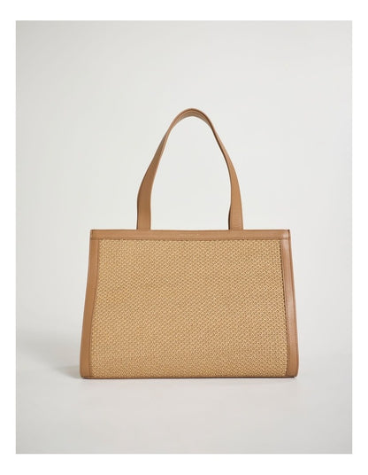 Adalee Raffia Tote Bag in Oak Multi