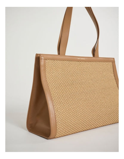 Adalee Raffia Tote Bag in Oak Multi