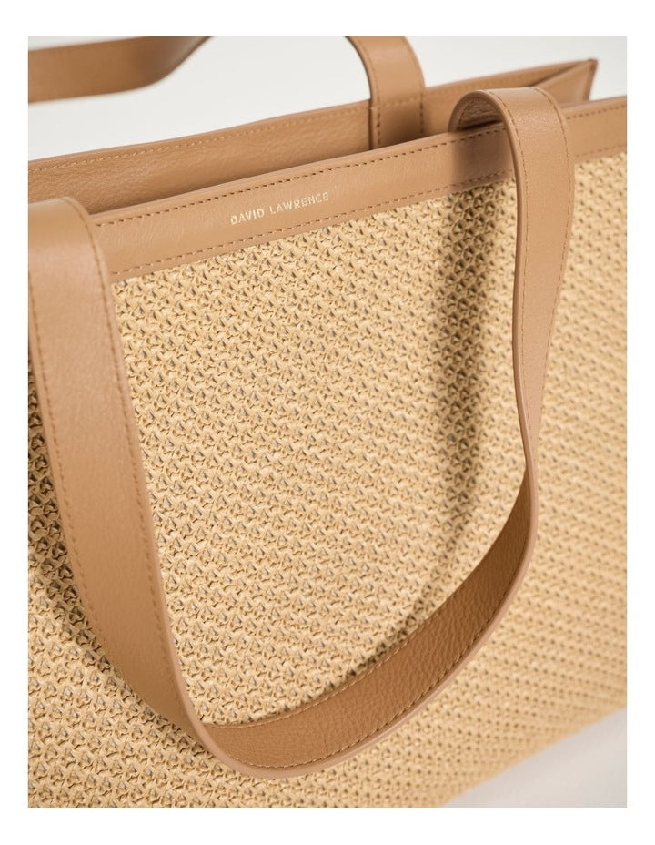 Adalee Raffia Tote Bag in Oak Multi