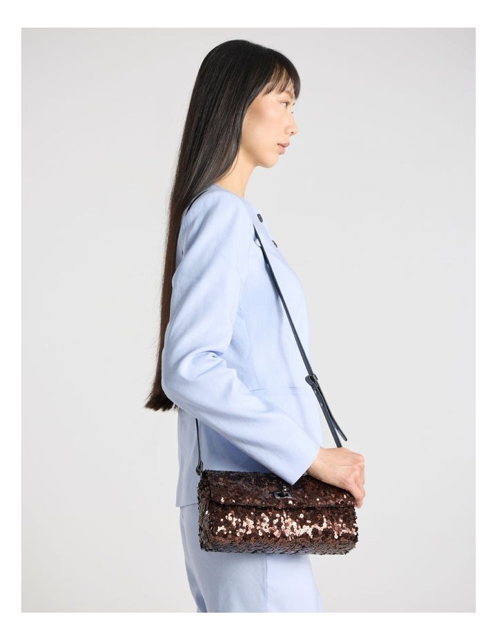 Maura Sequin Clutch in Black