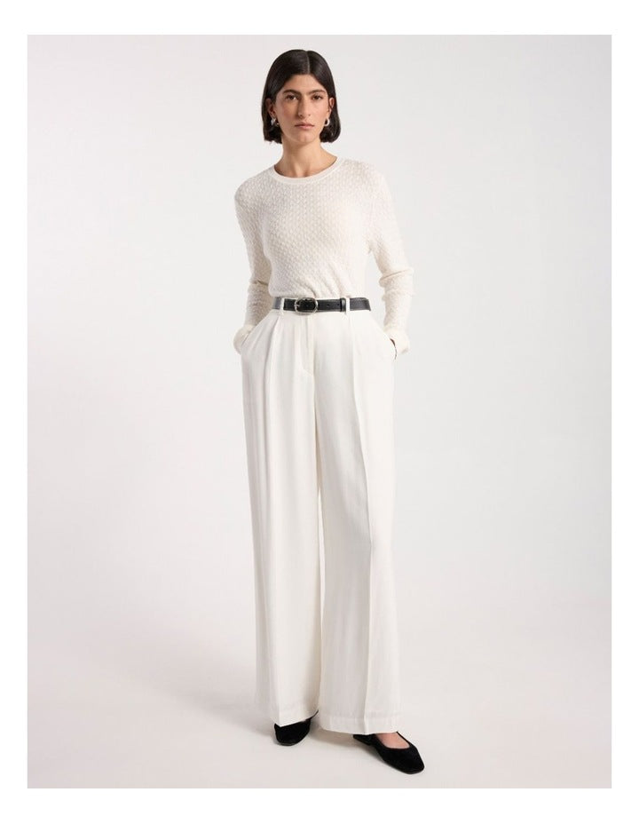 Jagger Leather Contrast Belt in Black/White