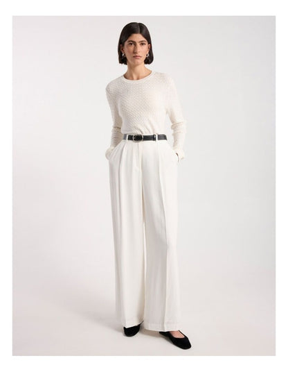 Jagger Leather Contrast Belt in Black/White