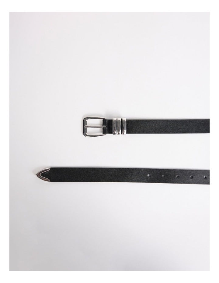 Essie Leather Belt in Black/Silver