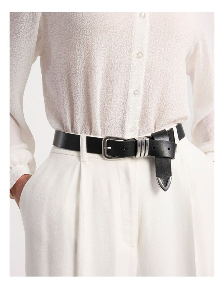 Essie Leather Belt in Black/Silver